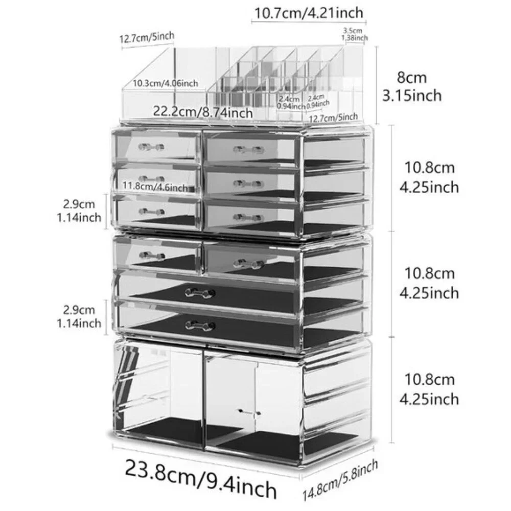New Makeup Cosmetic Organizer, Clear 12-Drawer Storage Case for Vanity & Display